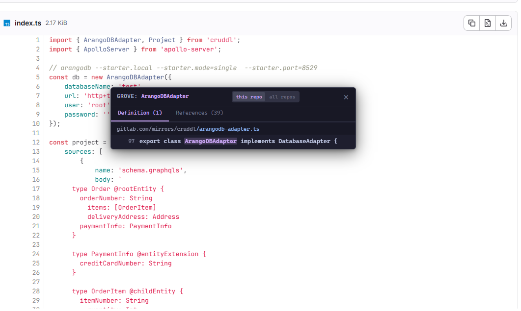 Grove browser extension for GitLab code navigation